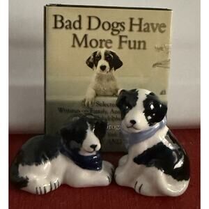 Border Collie Salt and Pepper Shakers with Mini Book
